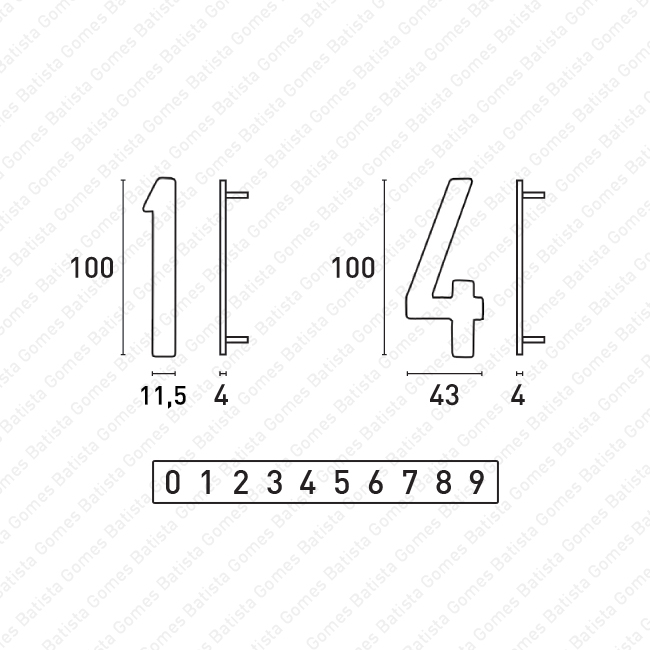 Algarimos 100mm (0 ... 9) - ALUM�NIO